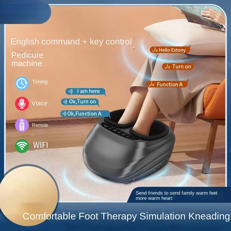 Foot Therapy Machine Leg Massager Electric Heating Kneading Foot Acupoint Massager English Voice Control Operation